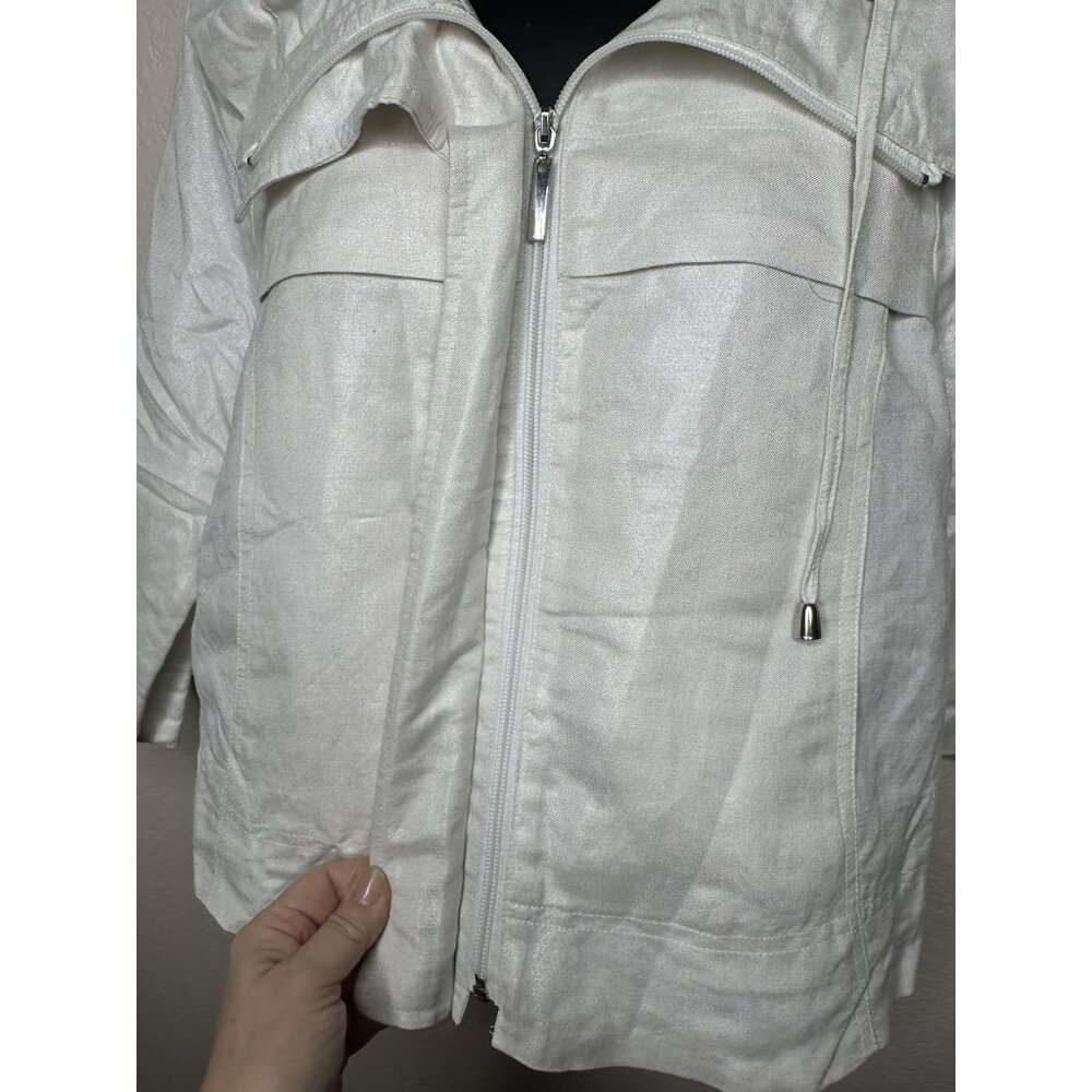 NEW Sandro Sportswear Linen Blend Jacket Lagenlook Cropped 3/4 Sleeve Zip S NWT - Picture 6 of 13